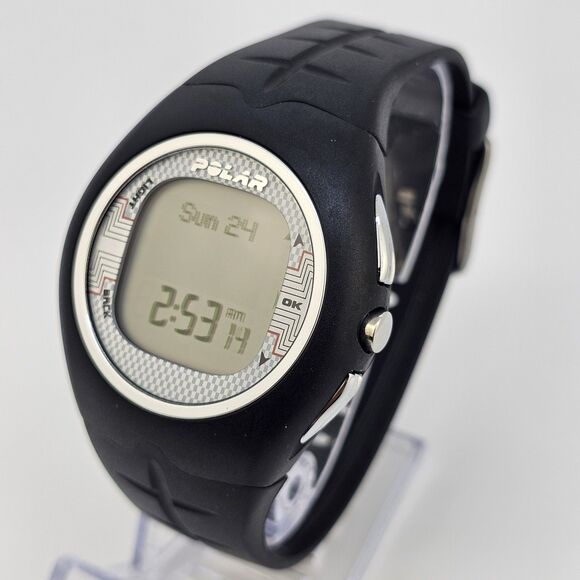 Polar F6 Unisex Digital Heart Rate Monitor Watch 43MM Black Bands New Battery - Picture 2 of 14